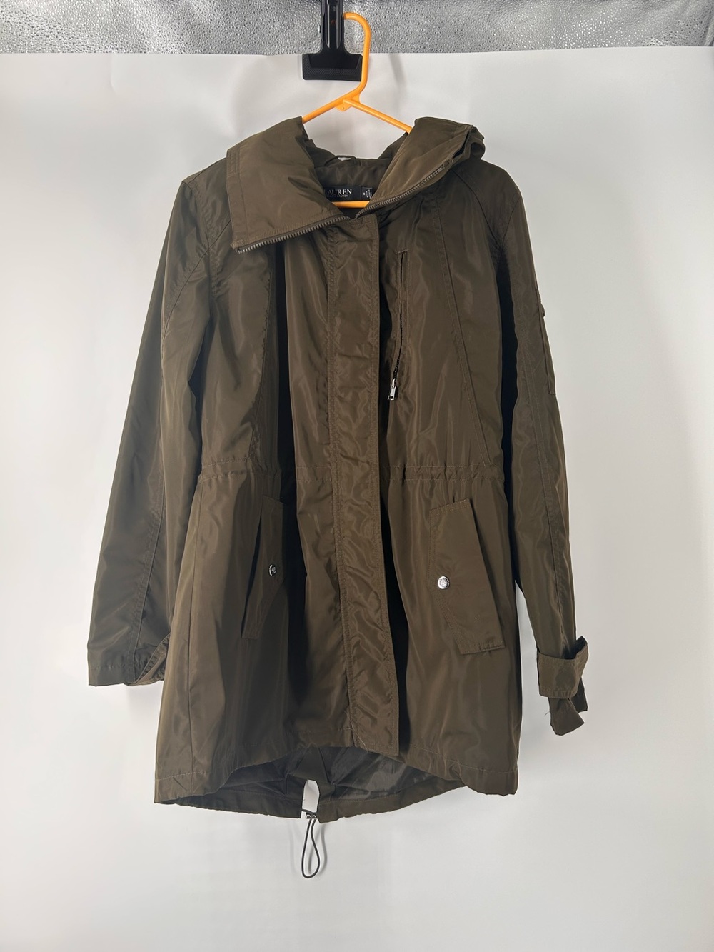 Lauren Ralph Lauren Women’s Medium Olive Green Hooded Utility Anorak Jacket Coat